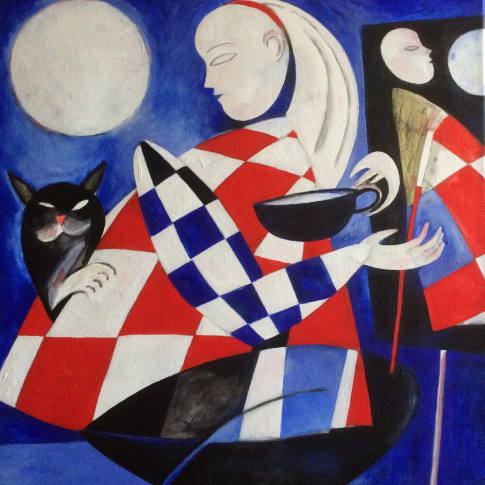 Midnatt vid staffliet / Midnigt at the Easle, 50×50 cm