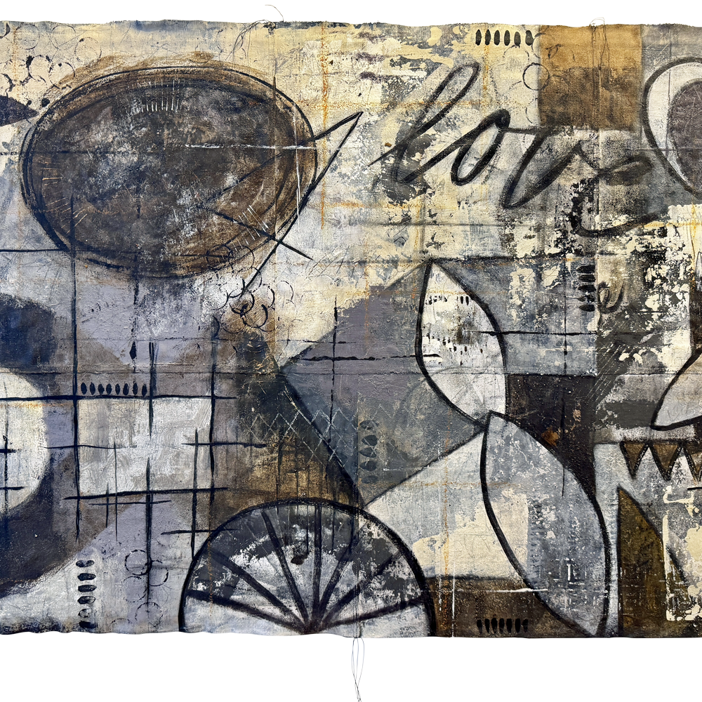 Kärleken bakom allt, 141 x 91 cm, akryl på jute, Carolina Gårdheim, 2024, #6170