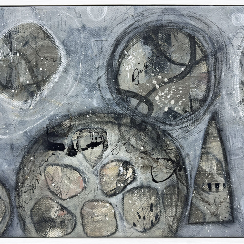 Berget som bär oss, 43 x 30 cm, akryl & mixed media på linnecanvas, Carolina Gårdheim, 2025, #6177