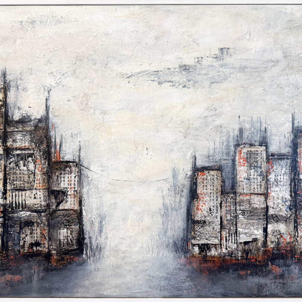 Hoppets bro, 80 x 60 cm, akryl & mixed media på jute, Carolina Gårdheim, 2024, #6162