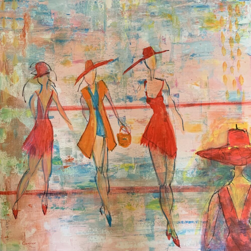 Three Ladies – olja 70×70 canvas på spännram